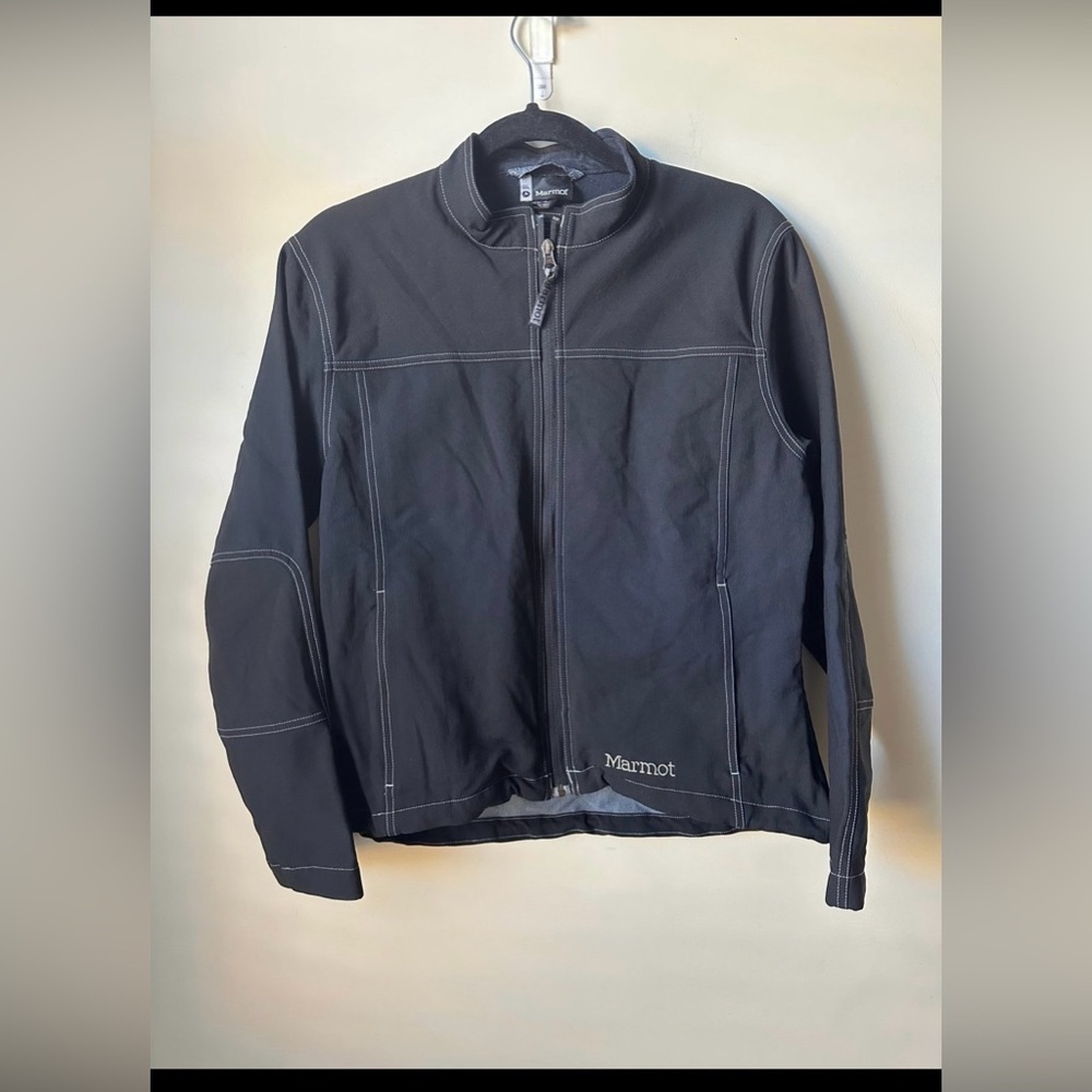 MARMOT women's Jacket Black Nylon Blend Short Light Jacket Size Large Biker